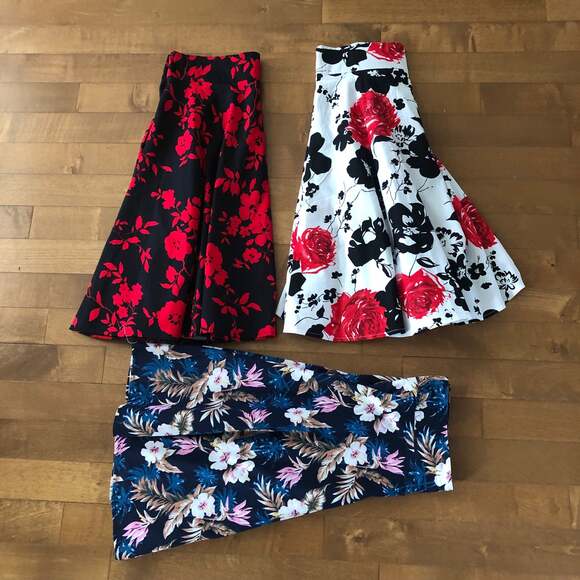 Vintage Style High Waist Pleated Skater Flared Circle Skirt bundle of 3 size XL - Picture 2 of 12